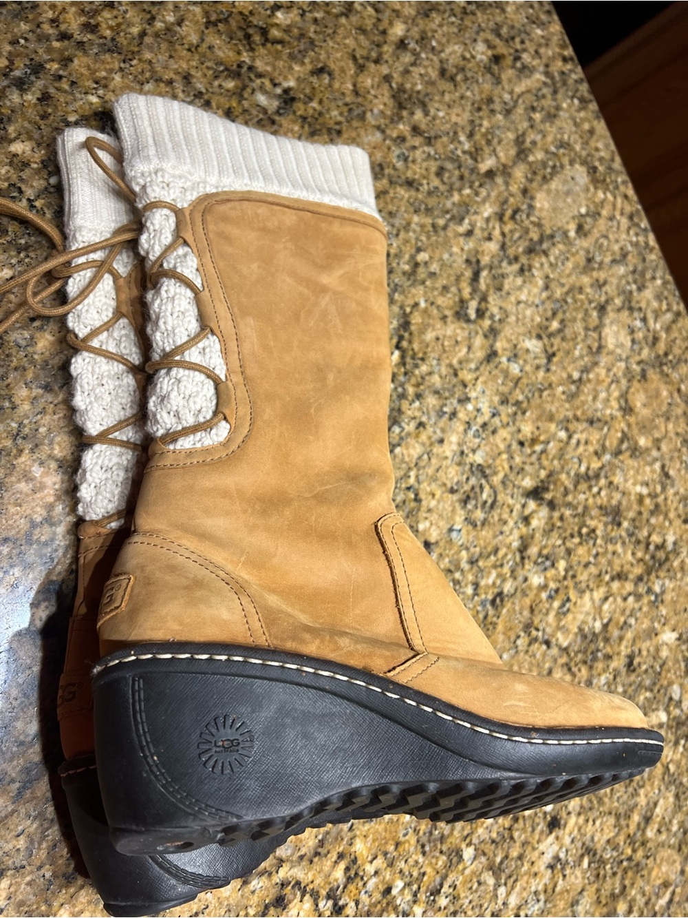 UGG Leather Knit-Trim Women's Boots - Picture 5 of 16